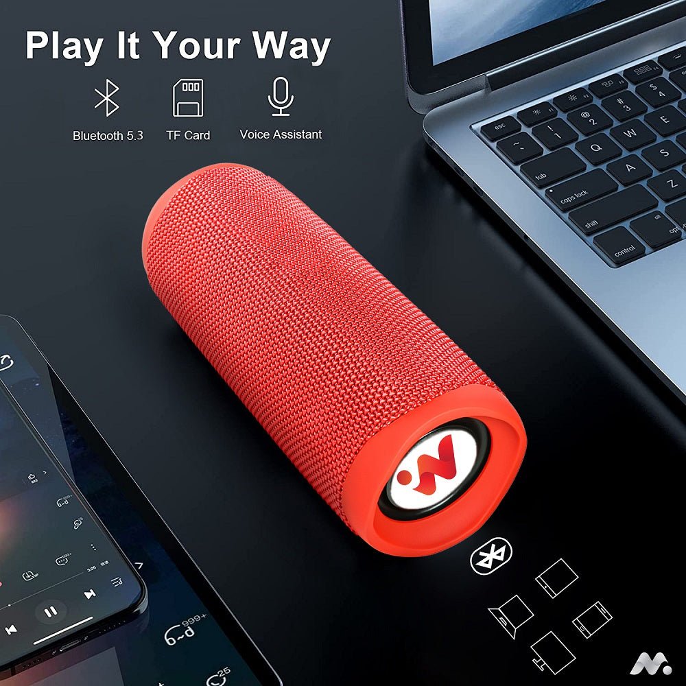 MetaTronics Red Waterproof Bluetooth Speaker features