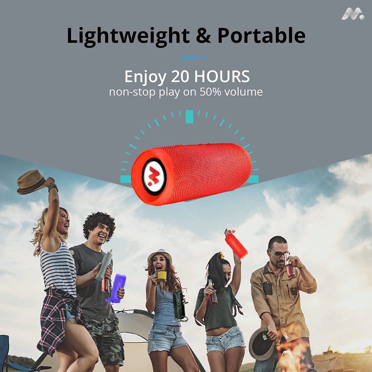 MetaTronics Red Waterproof Bluetooth Speaker with light weight
