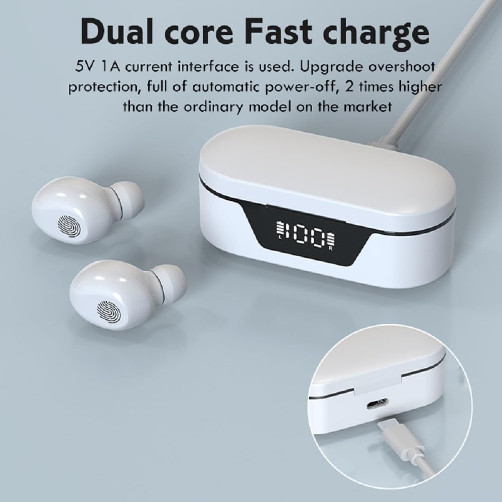 MetaTronics white Wireless Premium Bluetooth Earbuds with fast charge