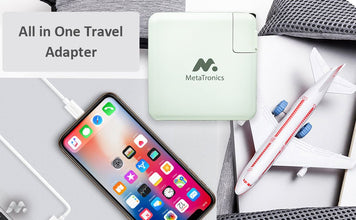 MetaTronics Omni Charger 4in1 Travel Charger Power Bank with Global Adapter Kit | 4in1 Powerbank Features Wall Charging, Wireless Charging, 6700mah Powerbank, and 4 Travel Adapters - MetaTronics